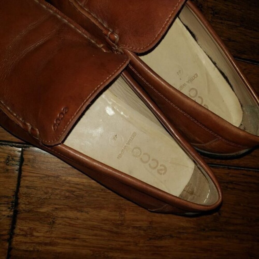 ecco Driving Shoes Loafer Slip-on Leather Mens Size 44 10-10.5 EXTRA WIDTH - Picture 12 of 15